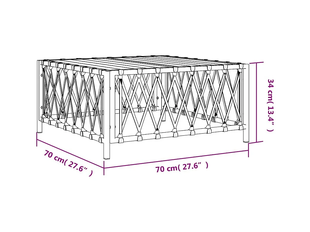 Mesa de jardín tela tejida gris antracita 70x70x34 cm ES567156