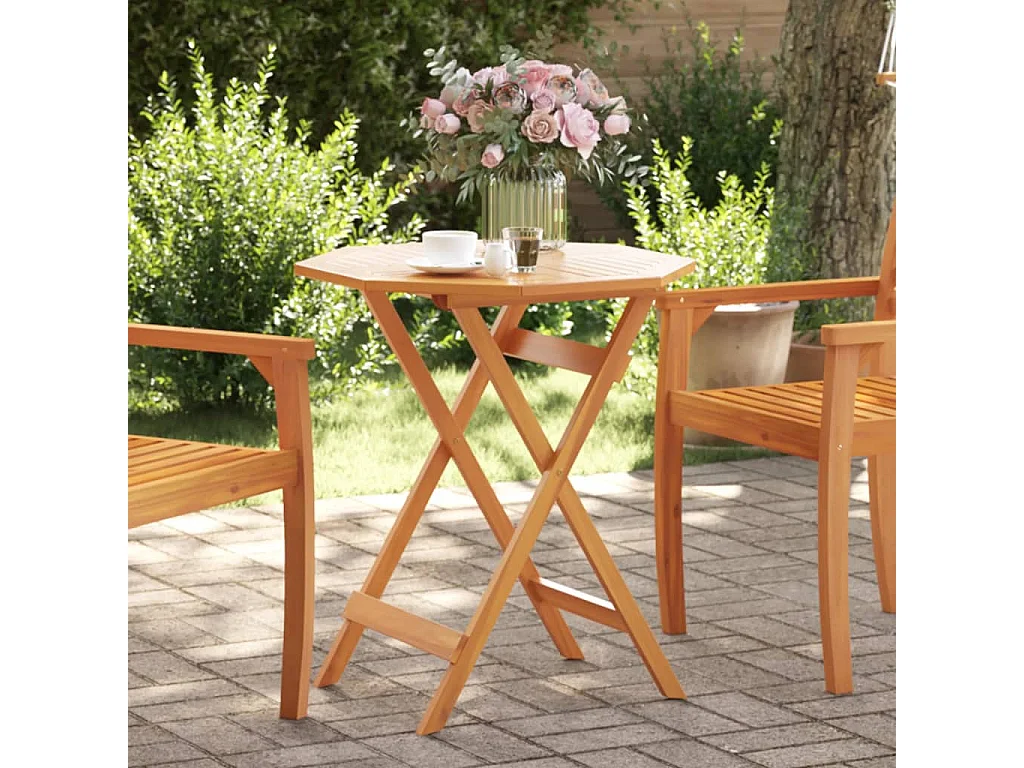 Table pliable de jardin Ø70x75 cm bois d'acacia massif FR529477