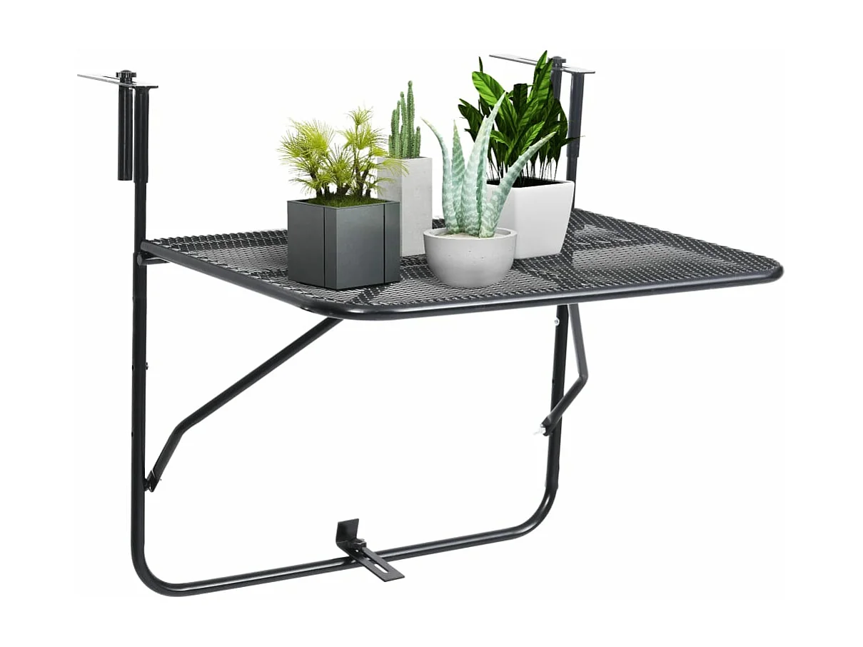 Balkontafel 60x40 cm staal zwart BE400834