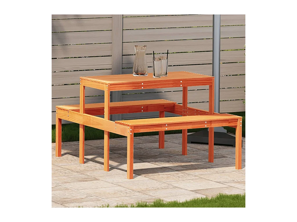 Table de pique-nique cire marron 110x134x75 cm bois massif pin FR837375