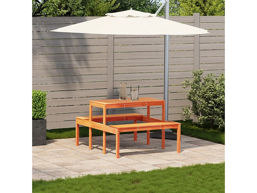 Picknicktafel 110x134x75 cm massief grenenhout wasbruin BE370594