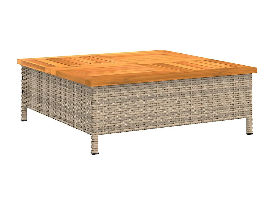 Tuintafel 70x70x25 cm poly rattan en acaciahout beige BE297196