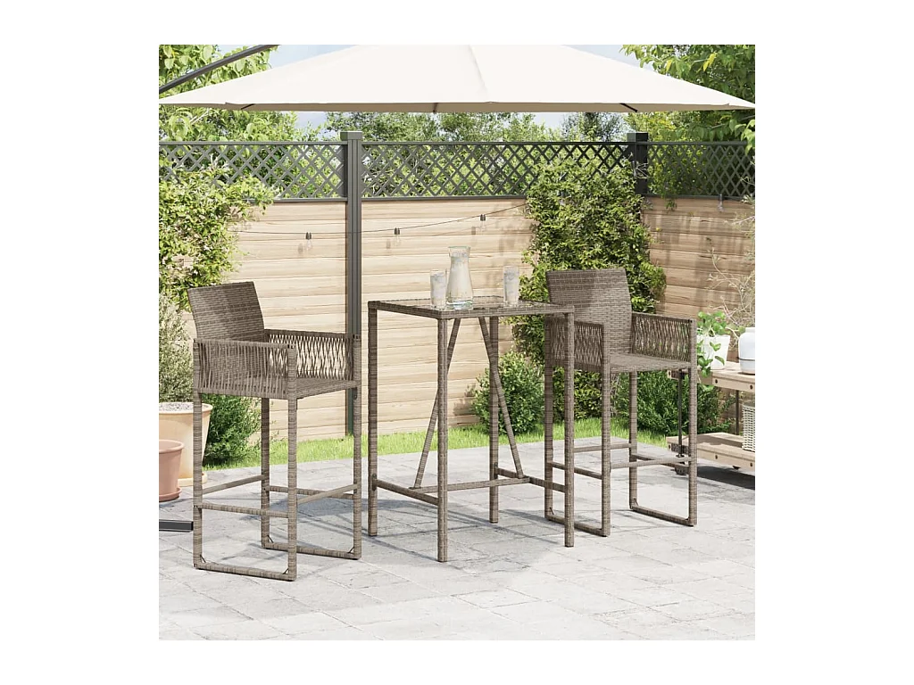 Tuinbartafel 70x70x110 cm poly rattan grijs BE454627