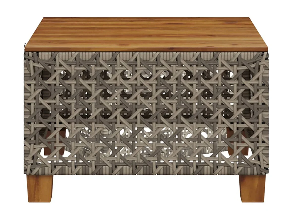 Table de jardin gris 55x55x36 cm résine tressée et bois acacia FR555775
