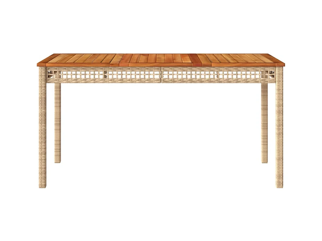 Table de jardin beige 140x80x75 cm résine tressée et acacia FR409014