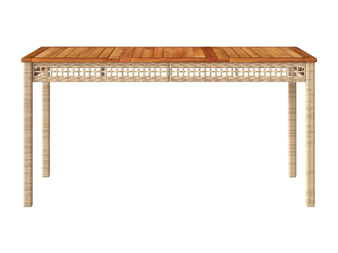 Mesa de jardim 140x80x75 cm vime PE e madeira de acácia bege PT783269