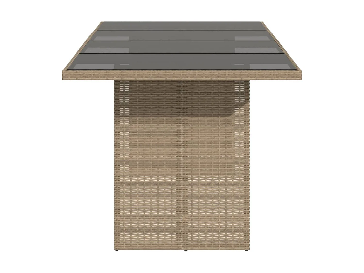 Mesa de jardim com tampo de vidro 190x80x75 cm vime PE bege PT342767
