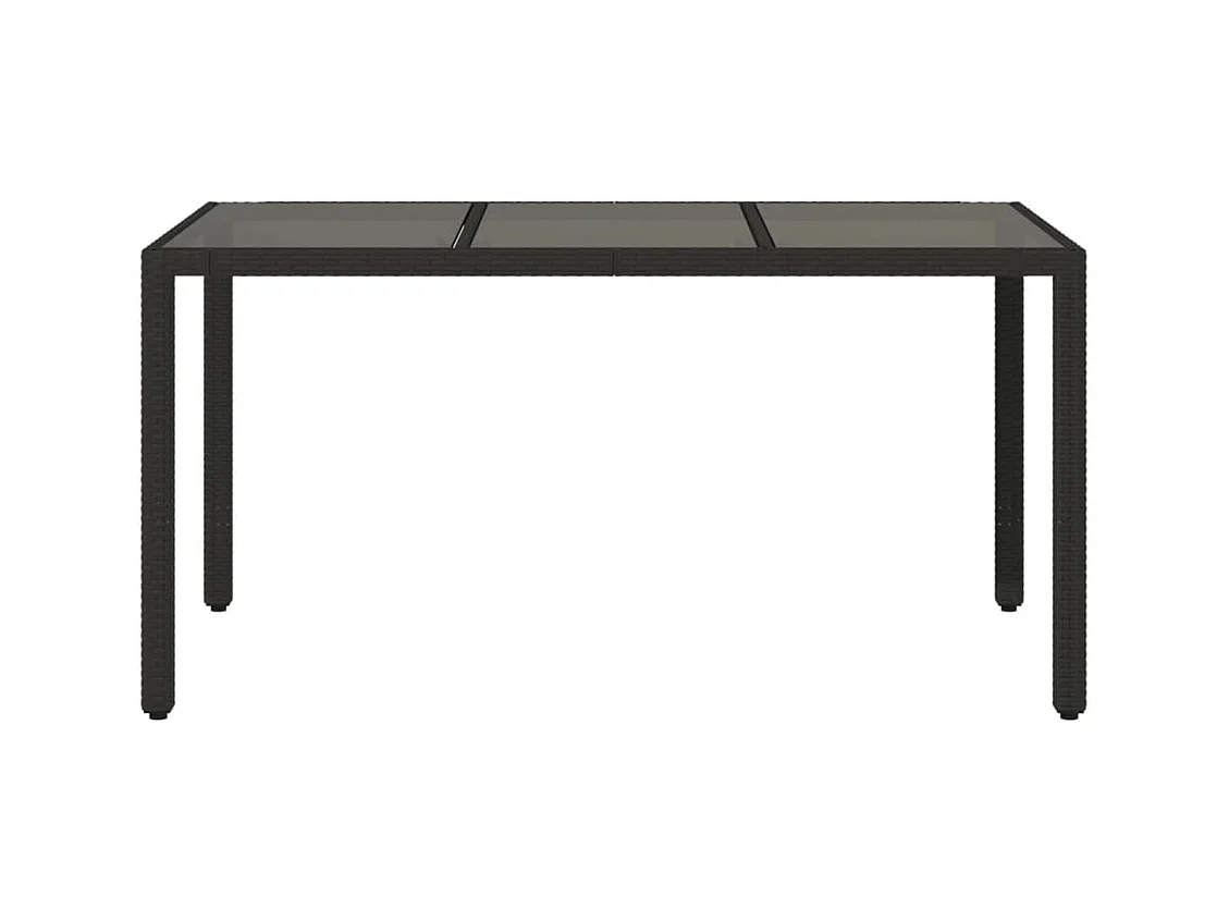 Table de jardin dessus en verre Noir 150x90x75cm Résine tressée FR221680