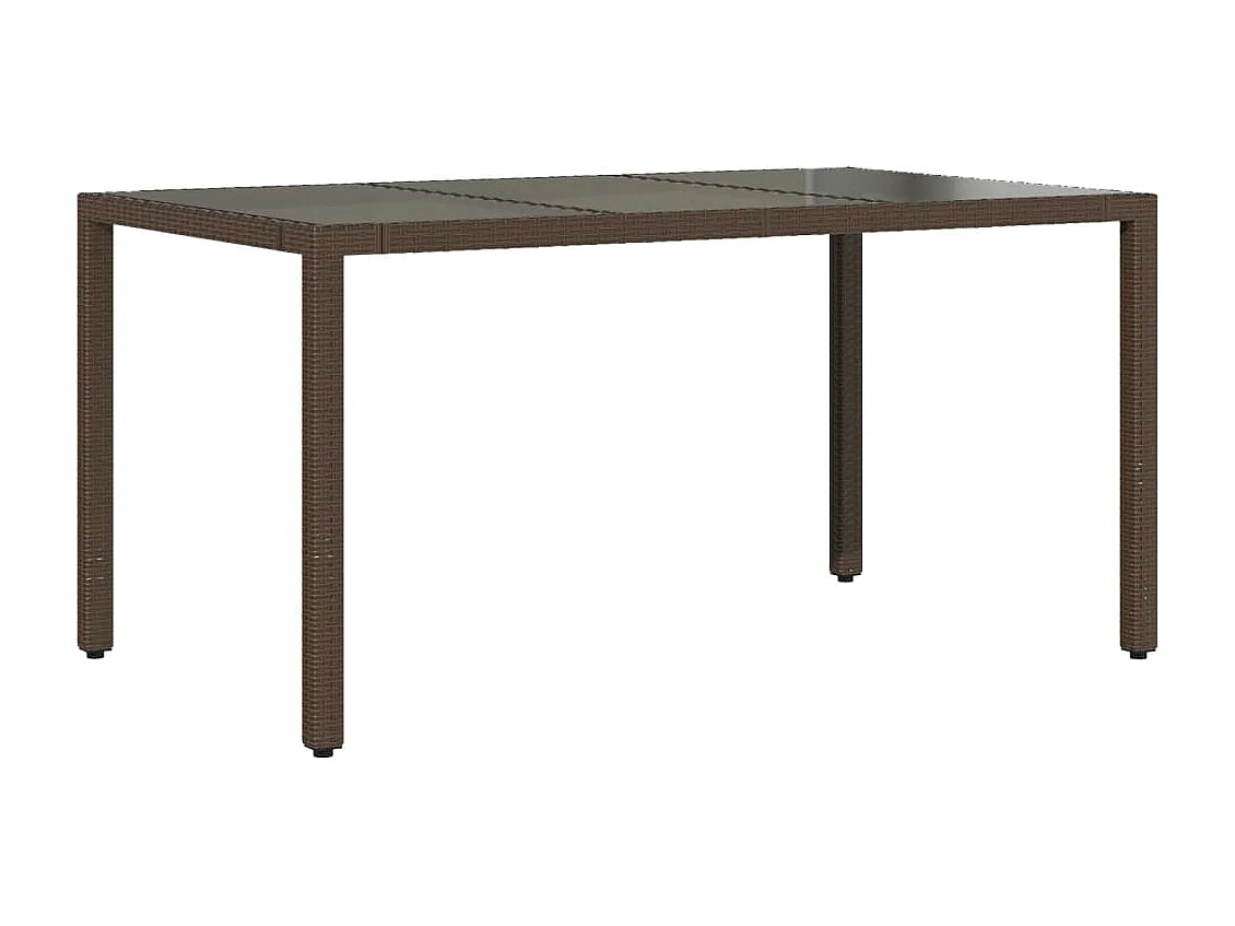 Table de jardin avec dessus en verre marron résine tressée FR315034