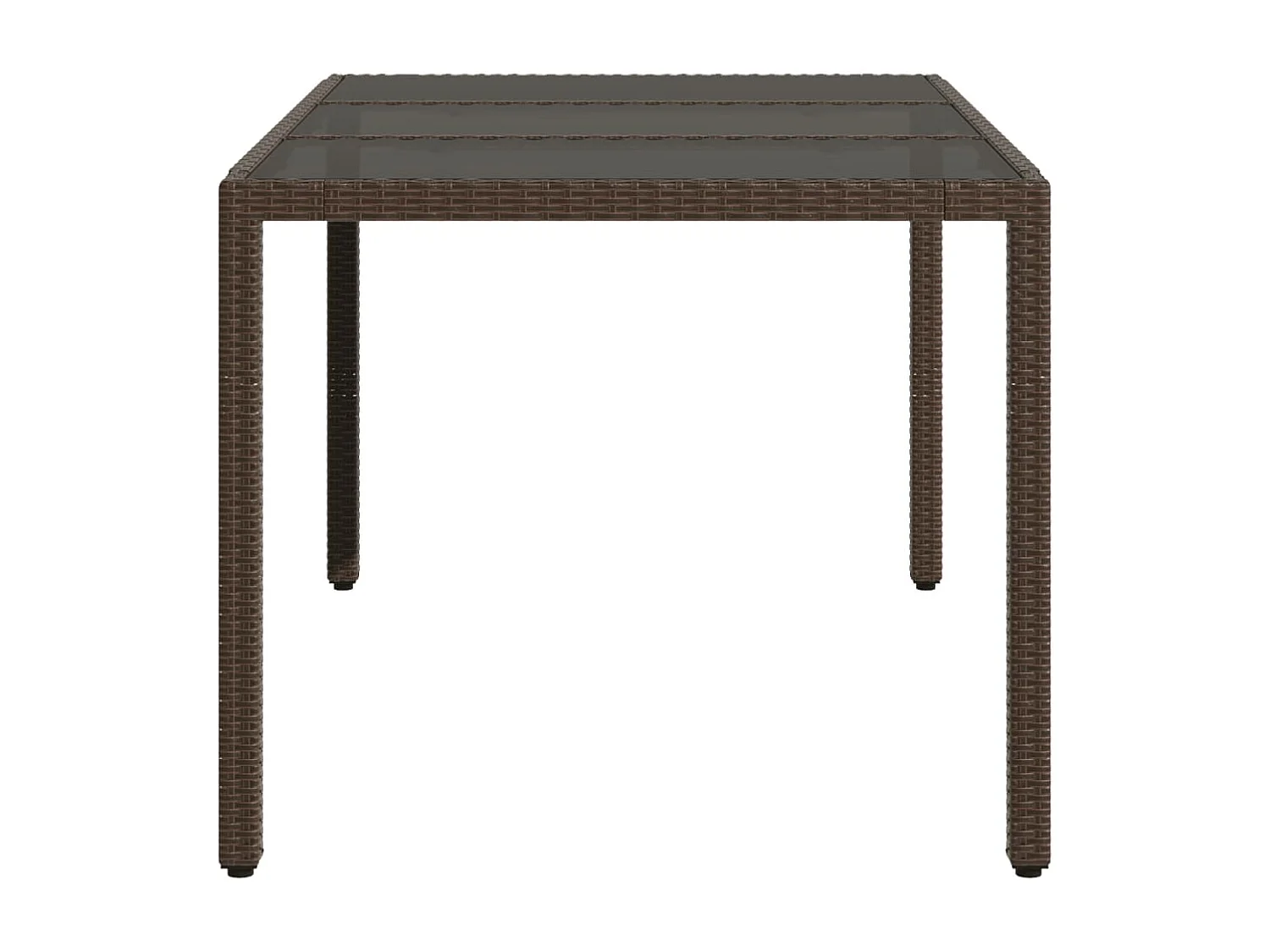 Tuintafel met glazen blad 150x90x75 cm poly rattan bruin BE183551