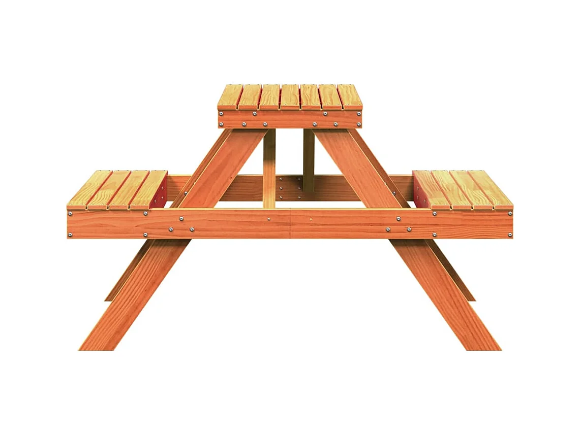 Table de pique-nique cire marron 105x134x75 cm bois massif pin FR838309