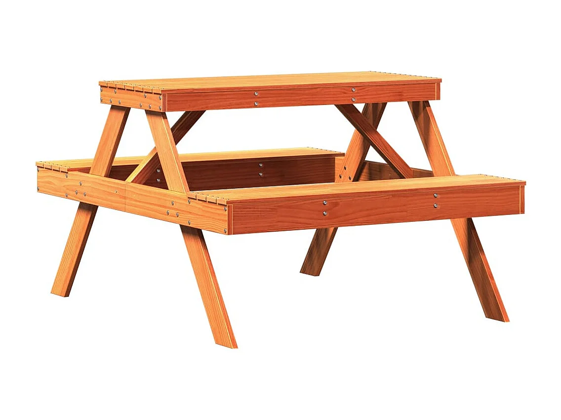 Table de pique-nique cire marron 105x134x75 cm bois massif pin FR838309