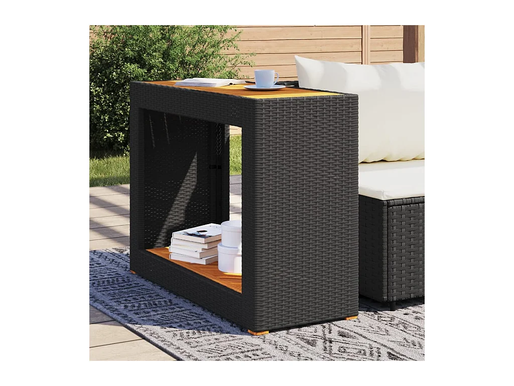 Table d'appoint de jardin dessus en bois noir 100x40x75 cm FR817942