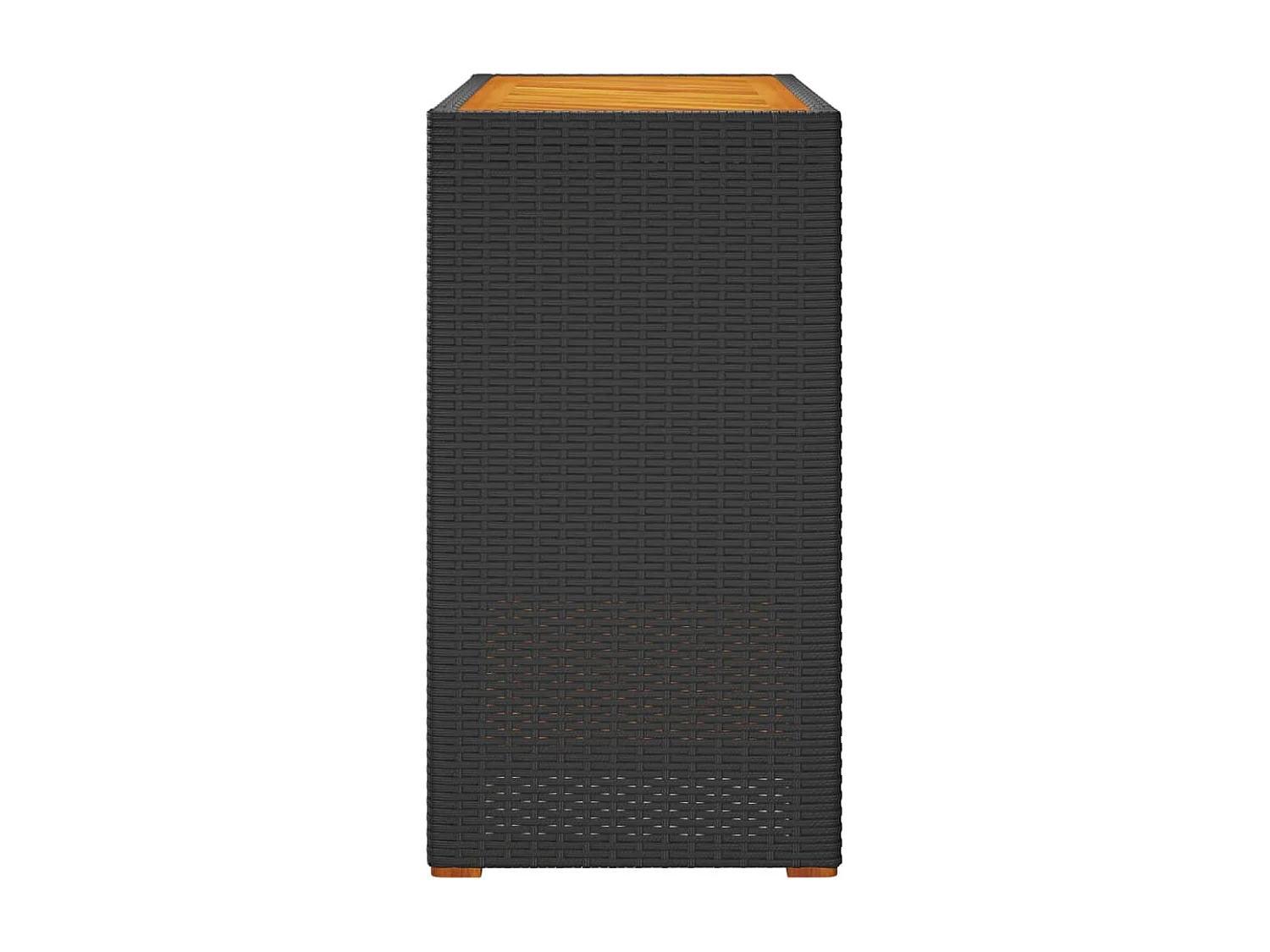 Tuinbijzettafel met houten blad 100x40x75 cm poly rattan zwart BE955579