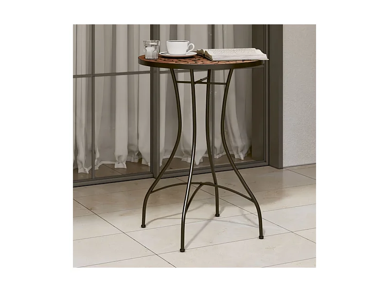 Mesa de bistró de mosaico cerámica terracota Ø50x70 cm ES711571