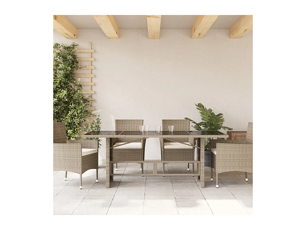 Table de jardin dessus en verre gris clair 190x80x74 cm FR630403
