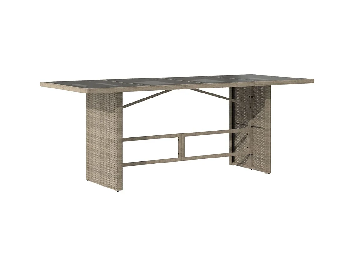Table de jardin dessus en verre gris clair 190x80x74 cm FR630403