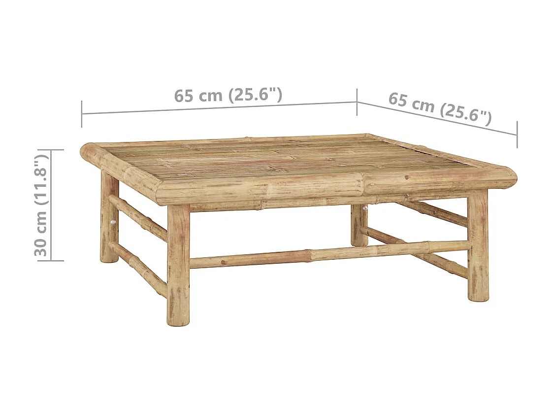 Mesa de jardim 65 x 65 x 30 cm bambu PT617532