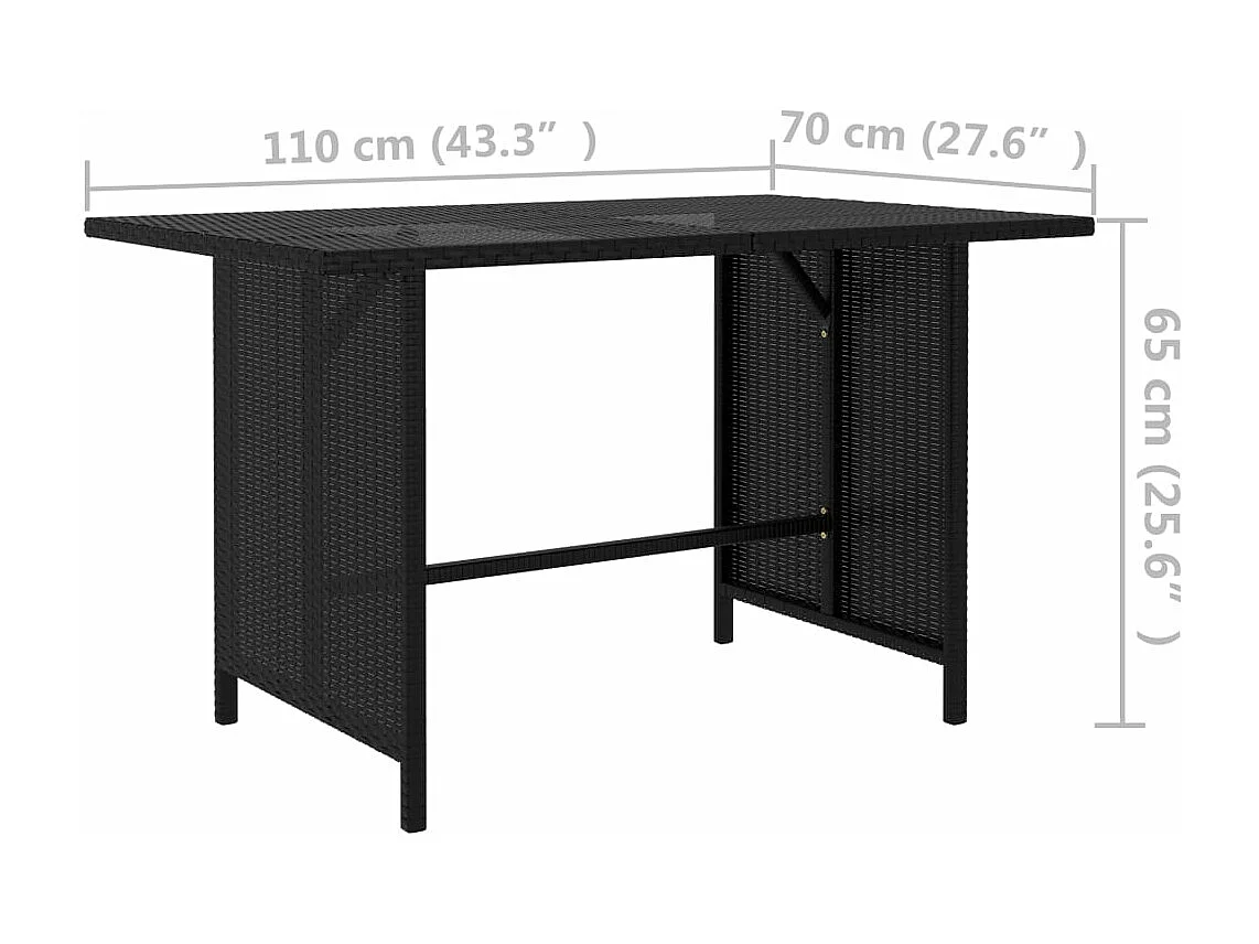 Mesa de jantar para jardim 110x70x65 cm vime PE preto PT178979