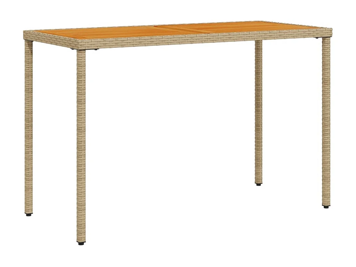 Mesa de jardín superficie de madera ratán PE beige 115x54x74 cm ES796306