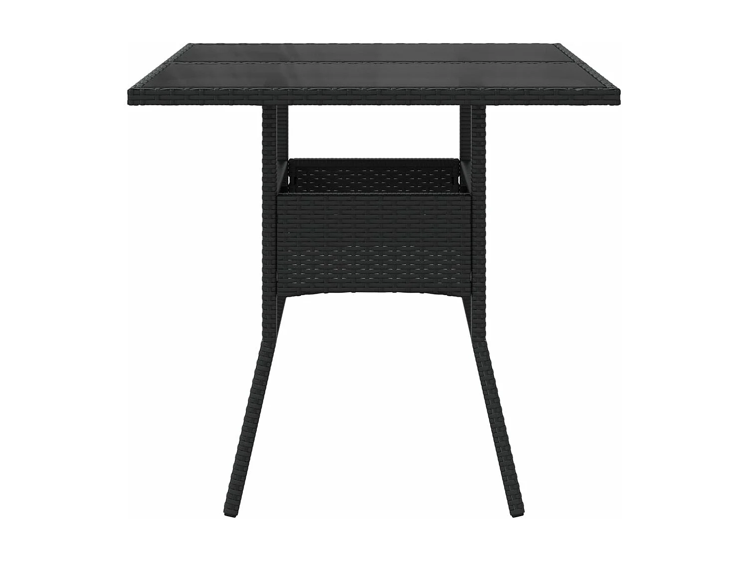 Table de jardin dessus en verre noir 80x80x75 cm résine tressée FR933664