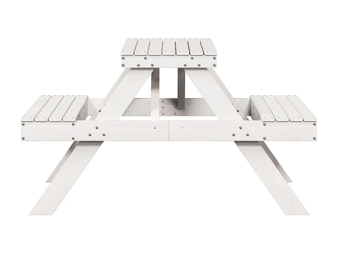 Table de pique-nique blanc 105x134x75 cm bois massif de pin FR755898