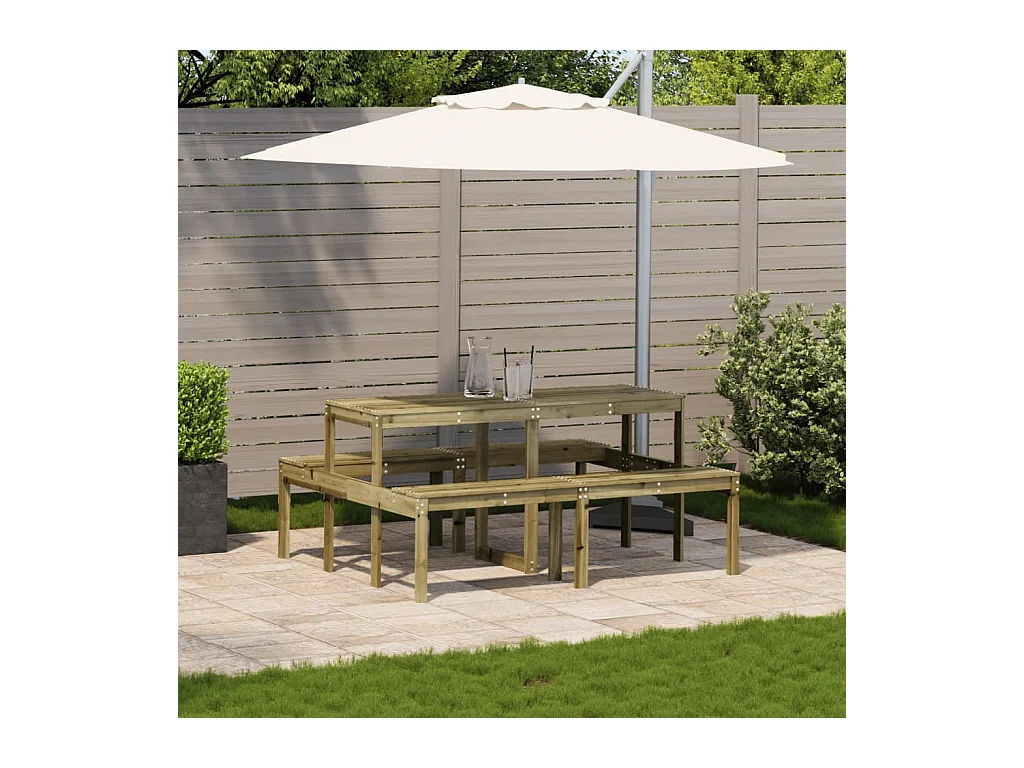 Table de pique-nique 160x134x75 cm bois de pin imprégné FR150973