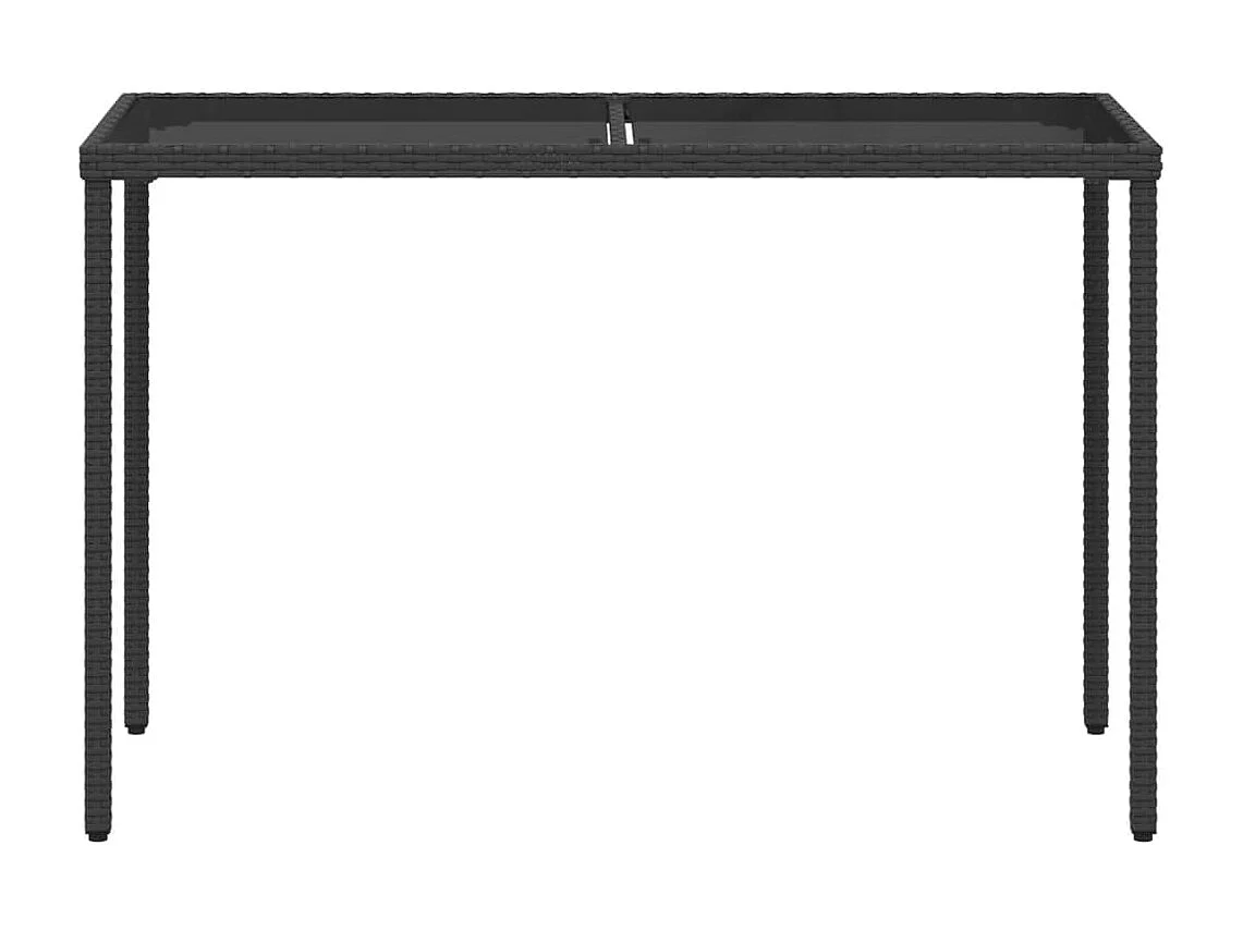 Table de jardin dessus en verre noir 115x54x74cm résine tressée FR665305