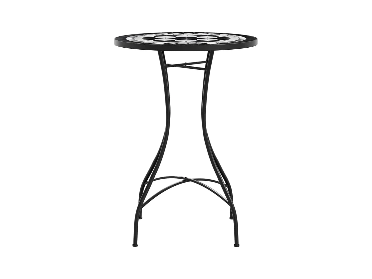 Mesa de bistró de mosaico cerámica negro y blanco Ø50x70 cm ES688131
