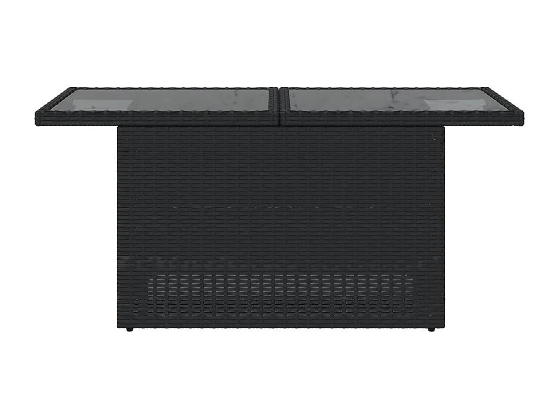 Tuintafel met glazen blad 100x55x73 cm poly rattan zwart BE350260
