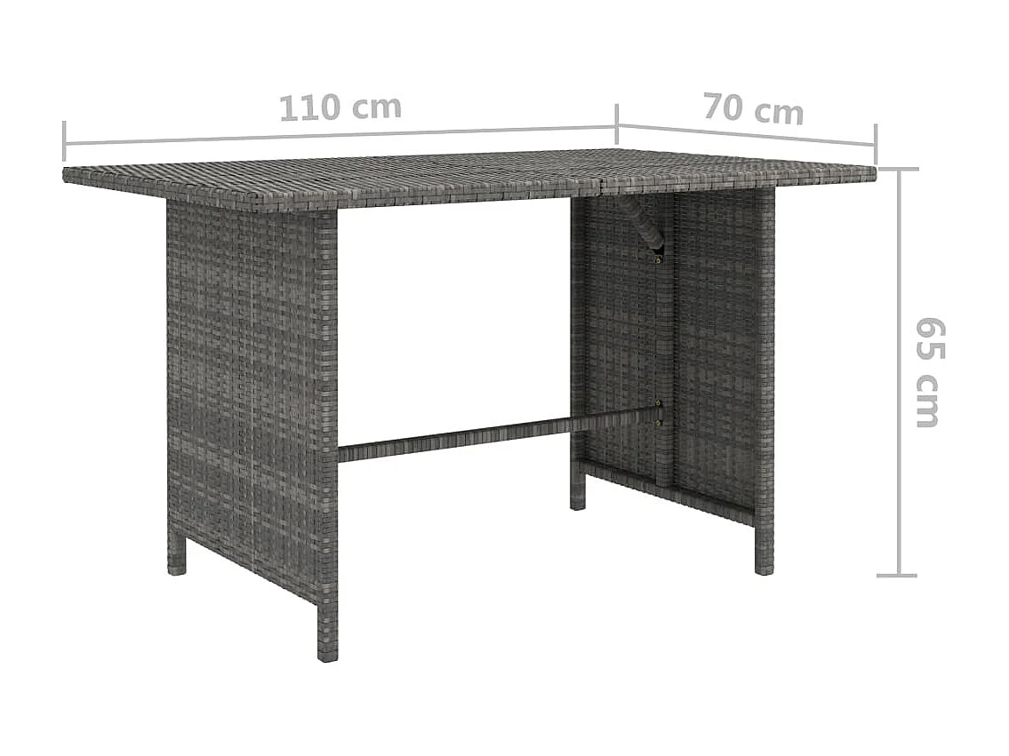 Tuintafel 110x70x65 cm poly rattan grijs BE784477