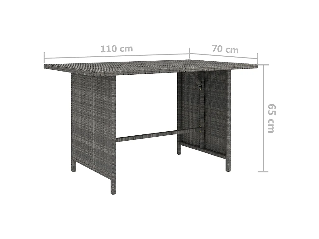 Tuintafel 110x70x65 cm poly rattan grijs BE784477