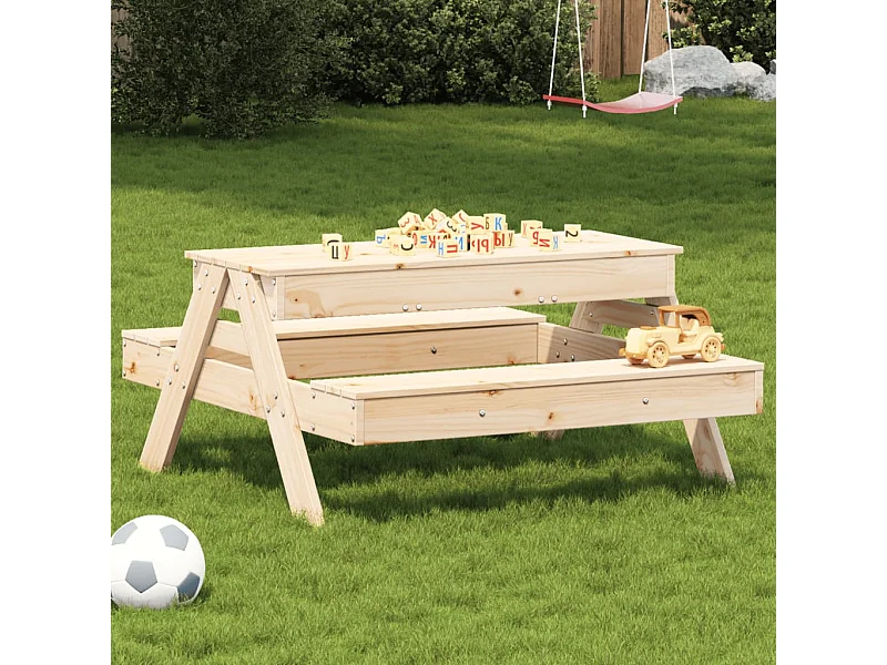 Mesa de pícnic con arenero para niños madera maciza de pino ES134971