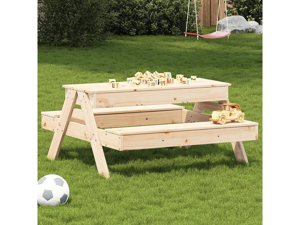 Mesa de pícnic con arenero para niños madera maciza de pino ES134971