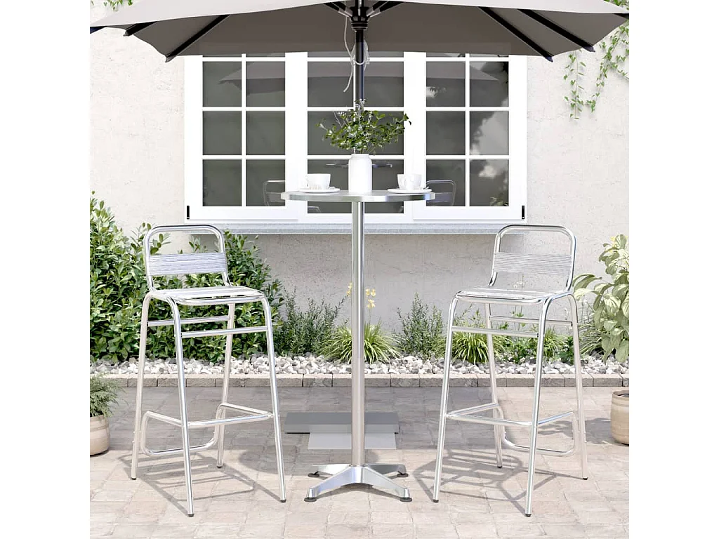 Mesa bar exterior altura ajustable aluminio Ø59,5x70/114,5 cm ES116088