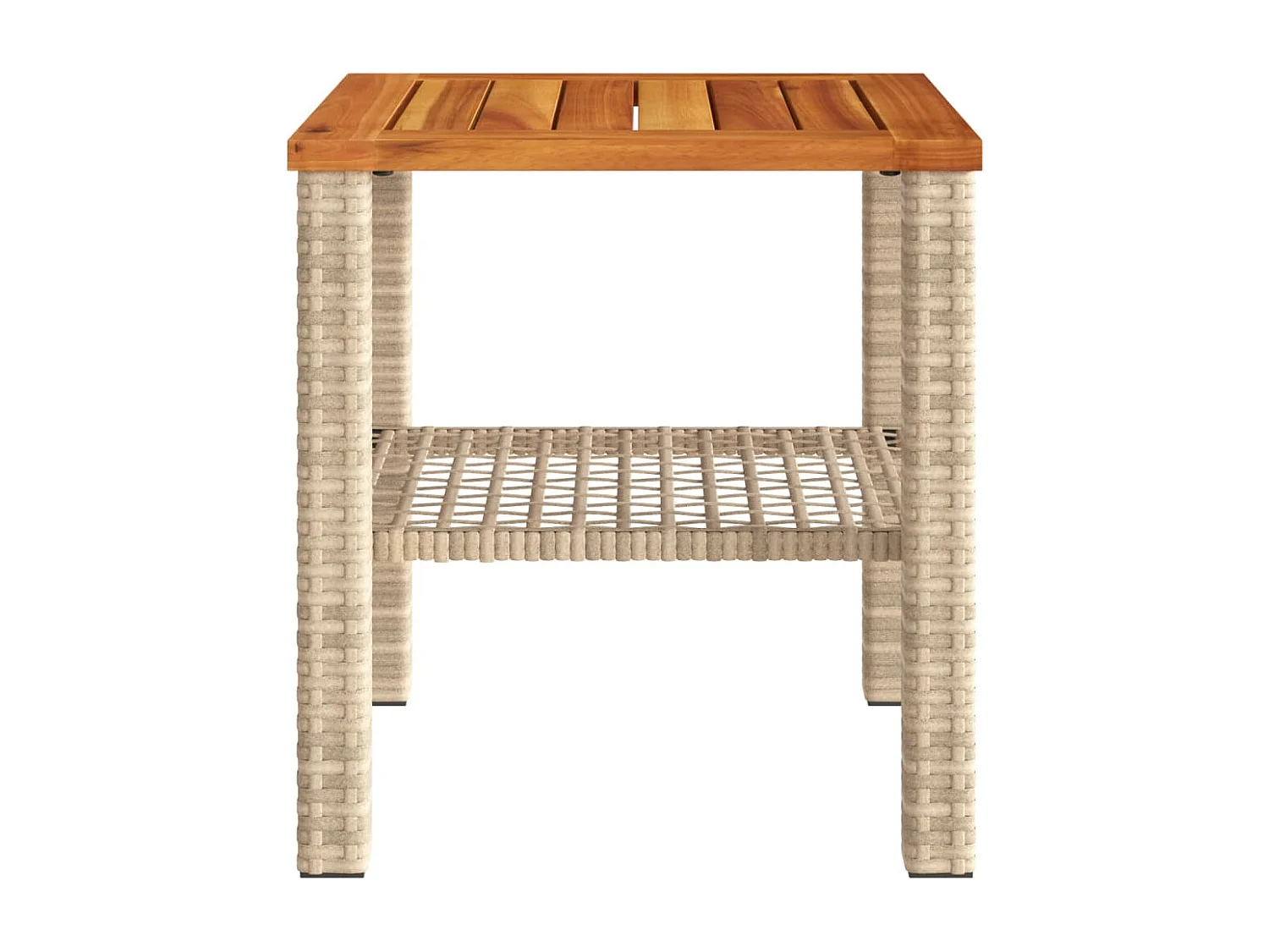 Table de jardin beige 40x40x42 cm résine tressée et bois acacia FR516942