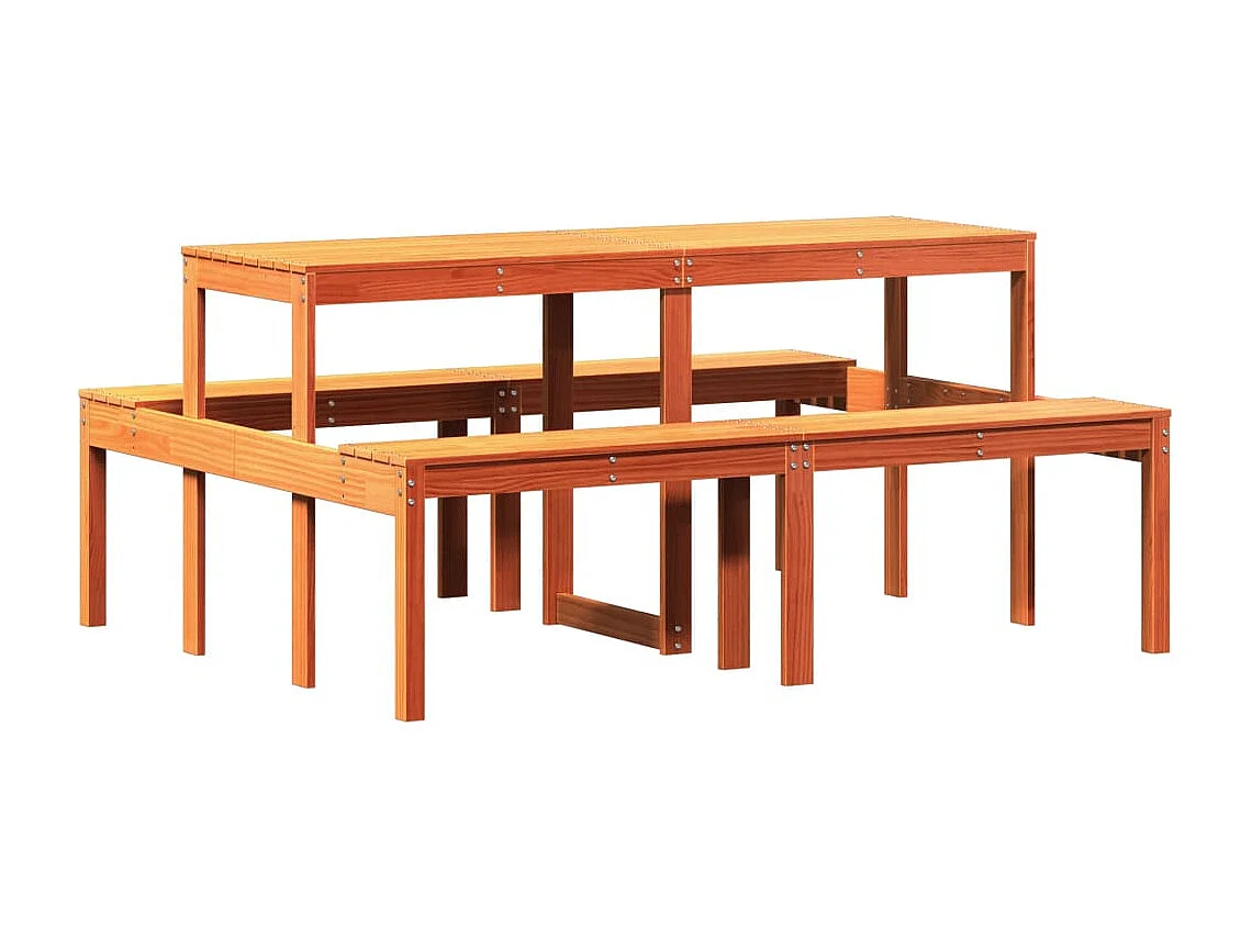 Table de pique-nique cire marron 160x134x75 cm bois massif pin FR821630