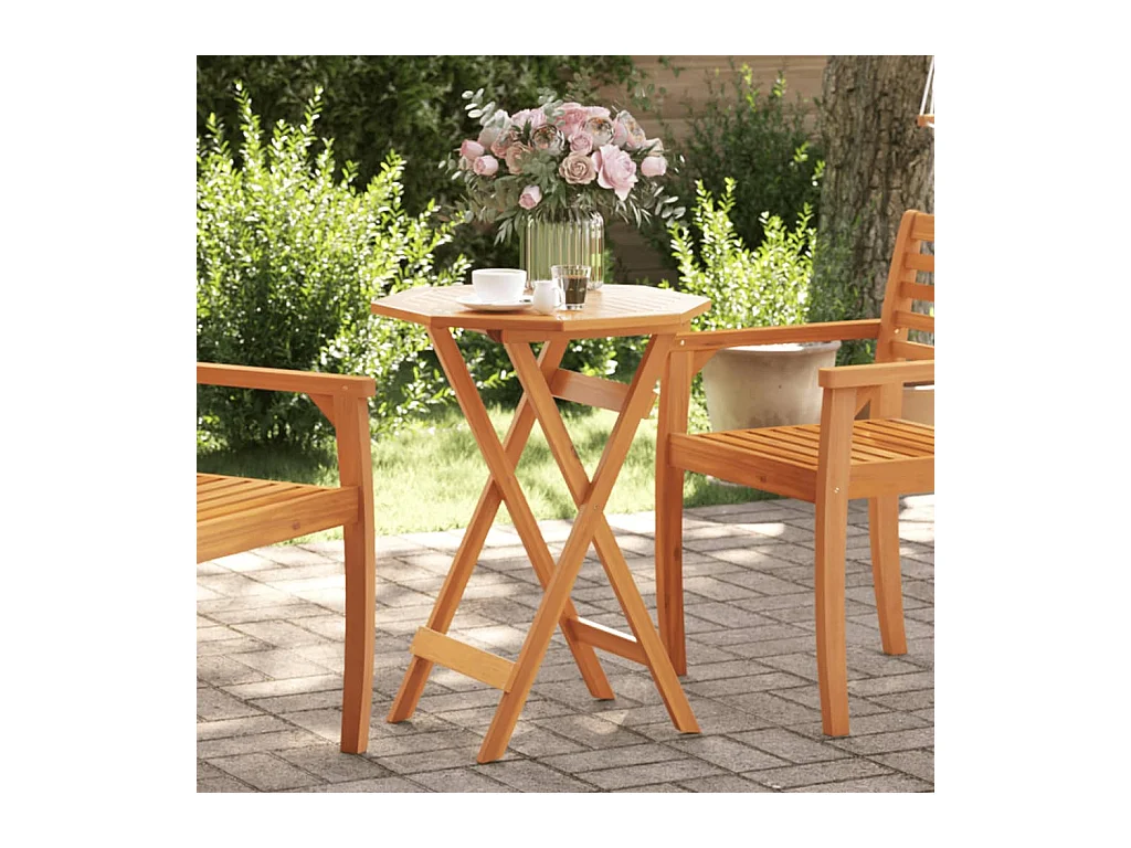 Table pliable de jardin Ø60x75 cm bois d'acacia massif FR146640
