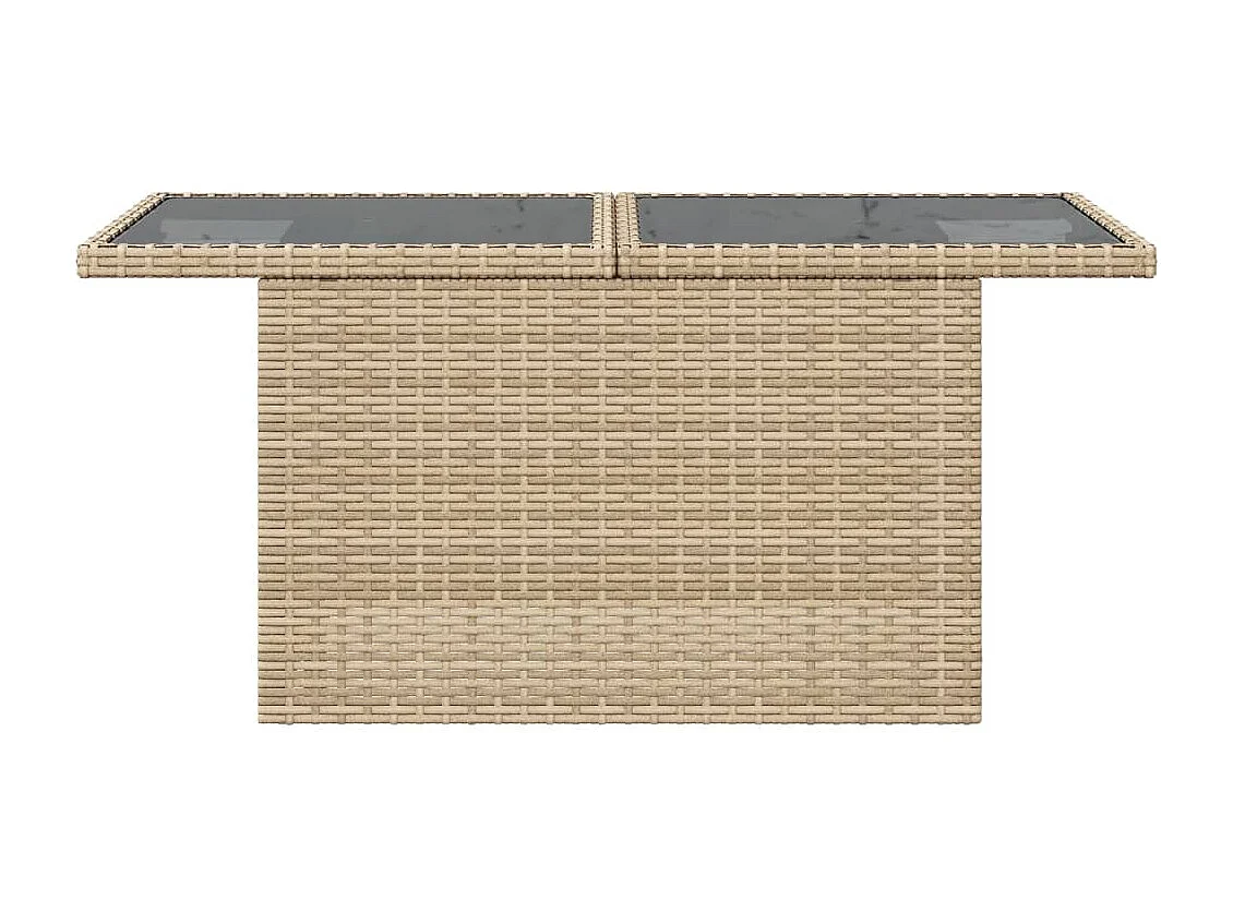 Table de jardin dessus en verre beige 100x55x73 cm poly rotin FR363393