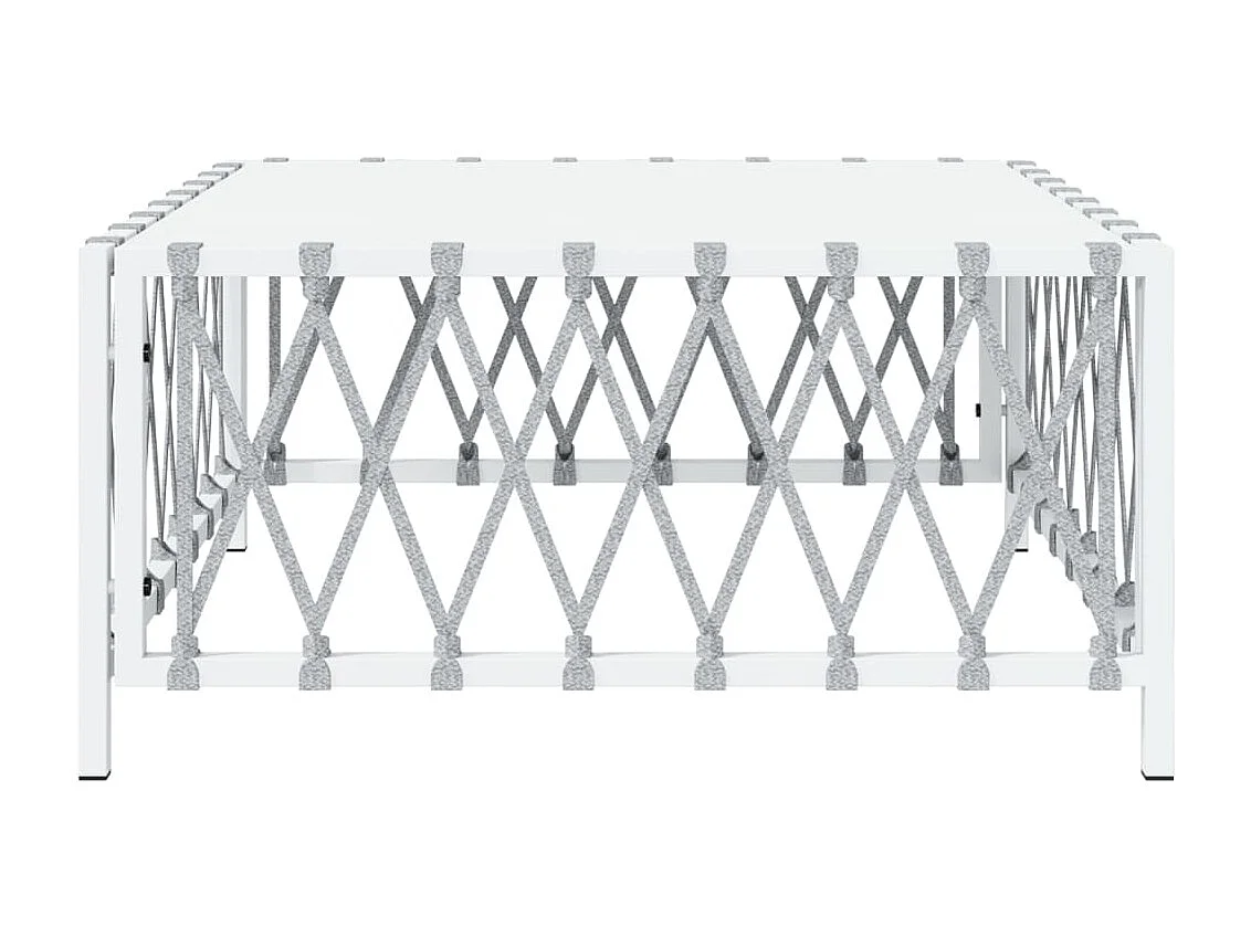 Table de jardin blanc 70x70x34 cm tissu tissé FR691521