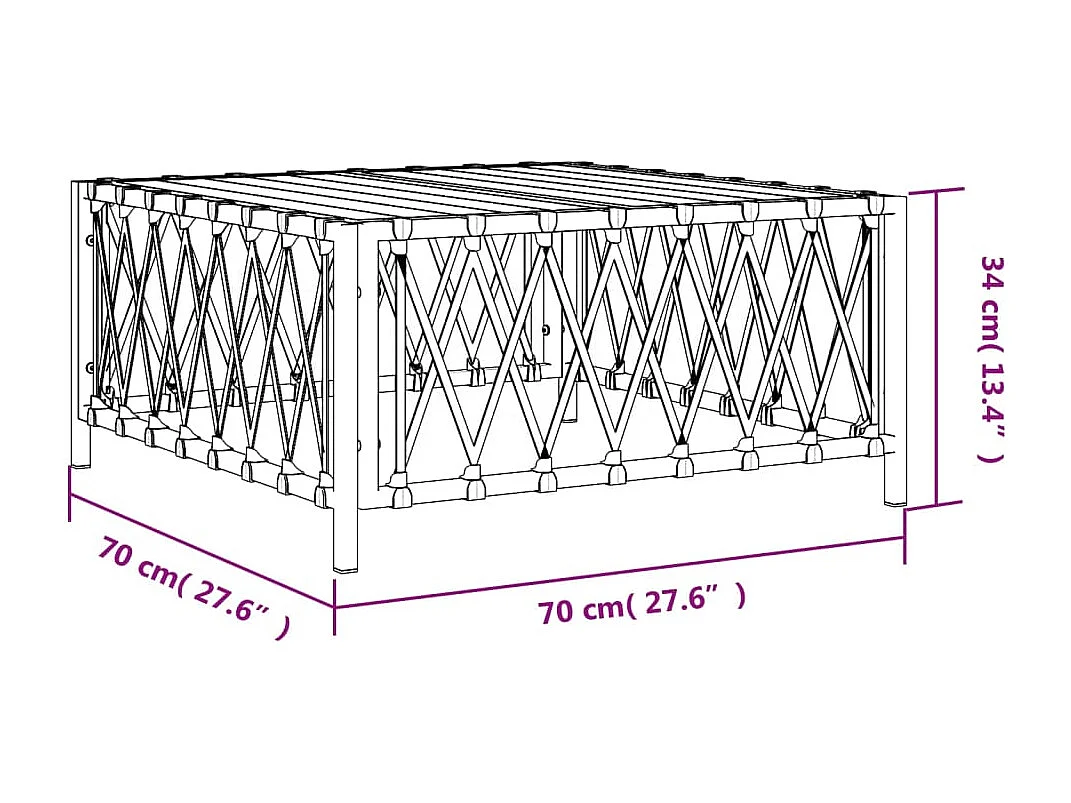 Table de jardin blanc 70x70x34 cm tissu tissé FR691521