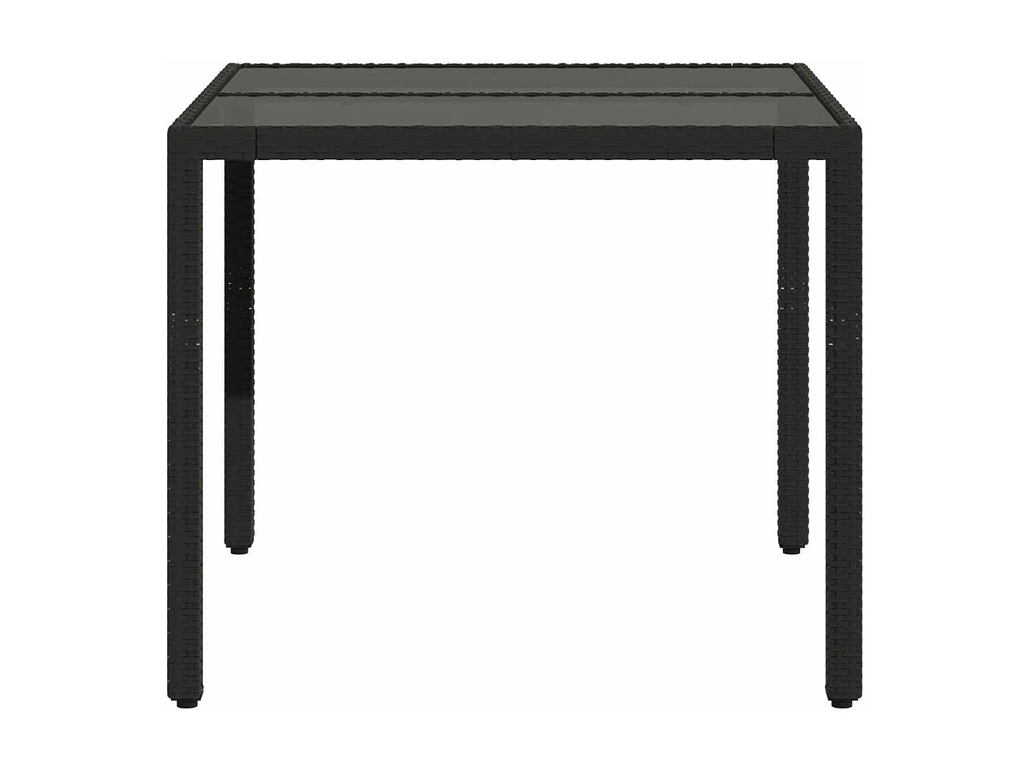 Table de jardin dessus en verre Noir 90x90x75 cm Résine tressée FR334320