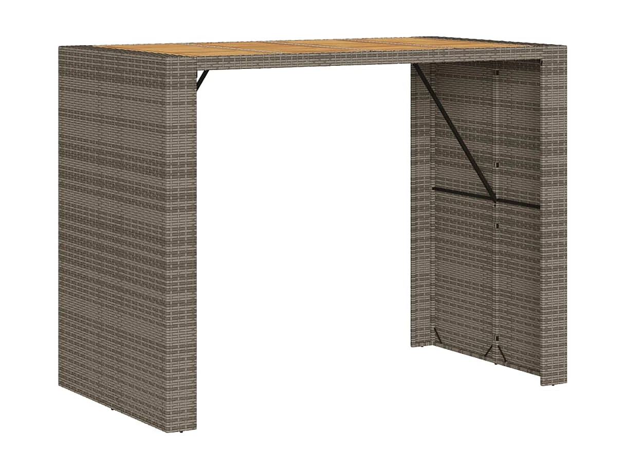 Mesa de jardín superficie de madera ratán PE gris 145x80x110 cm ES471791
