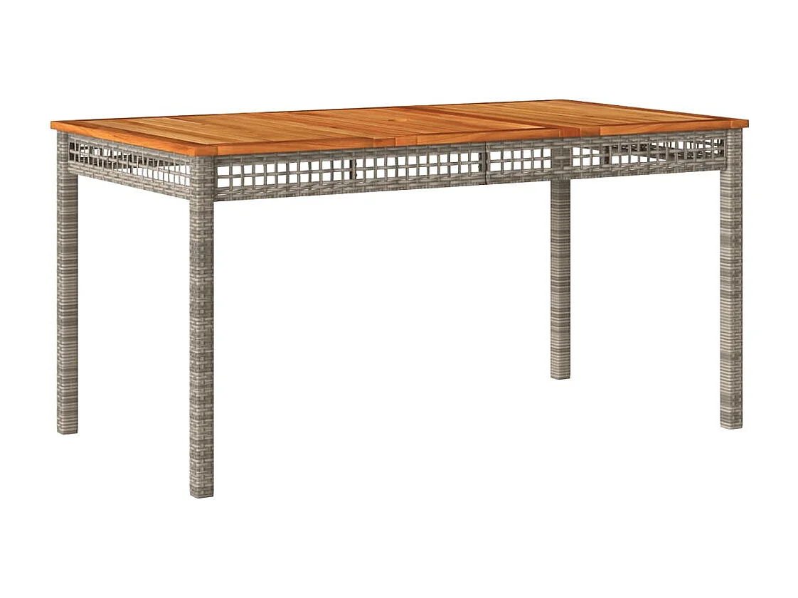 Table de jardin gris 140x80x75 cm résine tressée et bois acacia FR994573