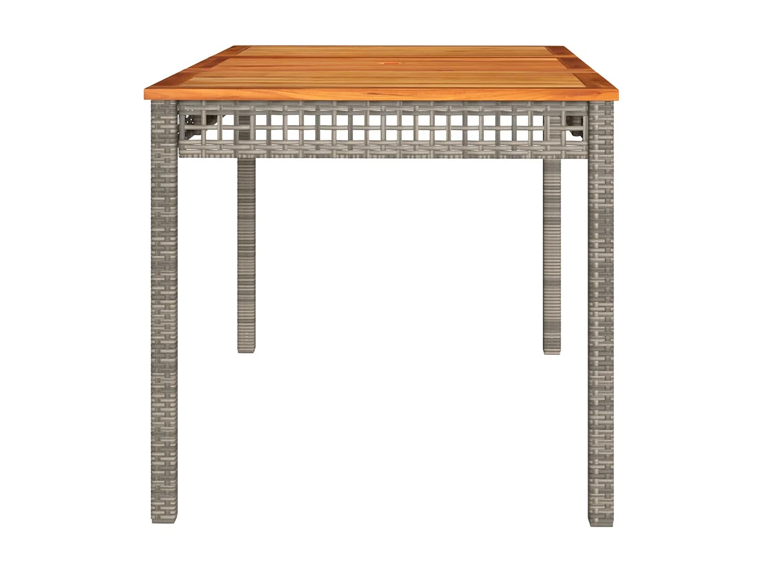 Table de jardin gris 140x80x75 cm résine tressée et bois acacia FR994573