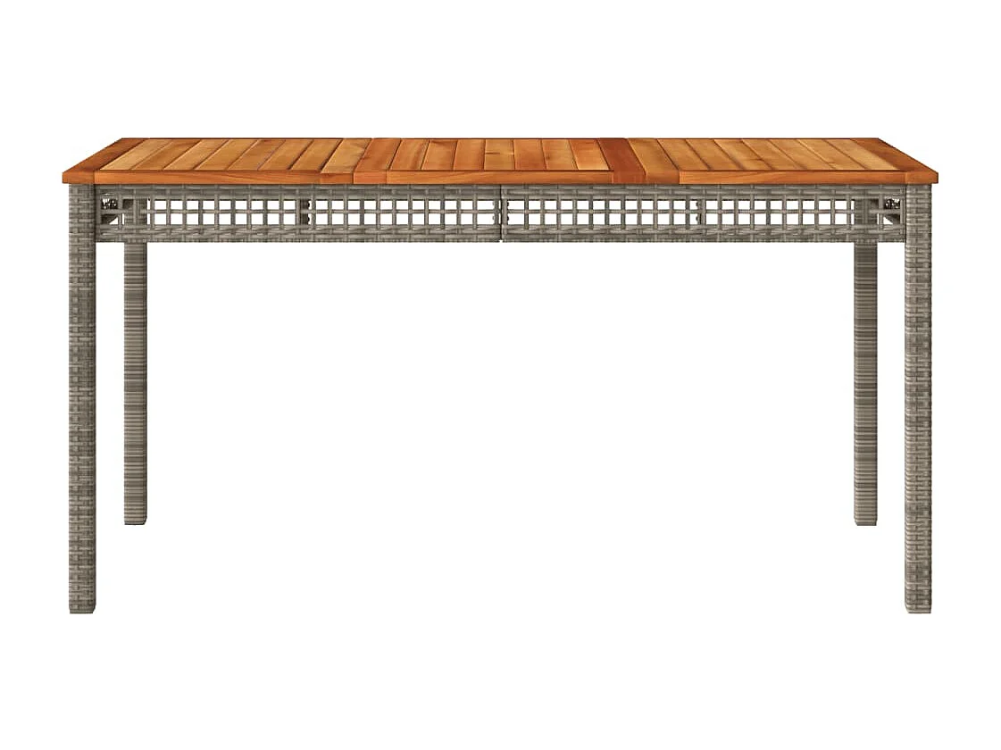 Table de jardin gris 140x80x75 cm résine tressée et bois acacia FR994573