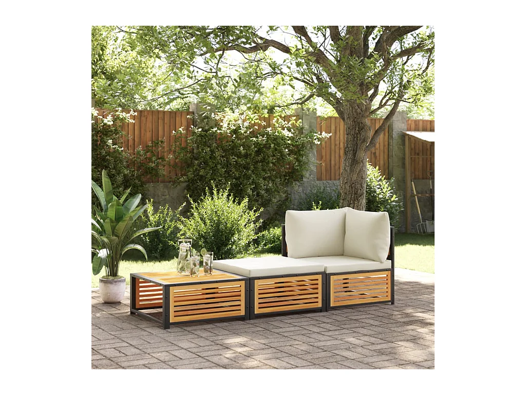 Table de jardin avec tabouret bois d'acacia massif FR823841