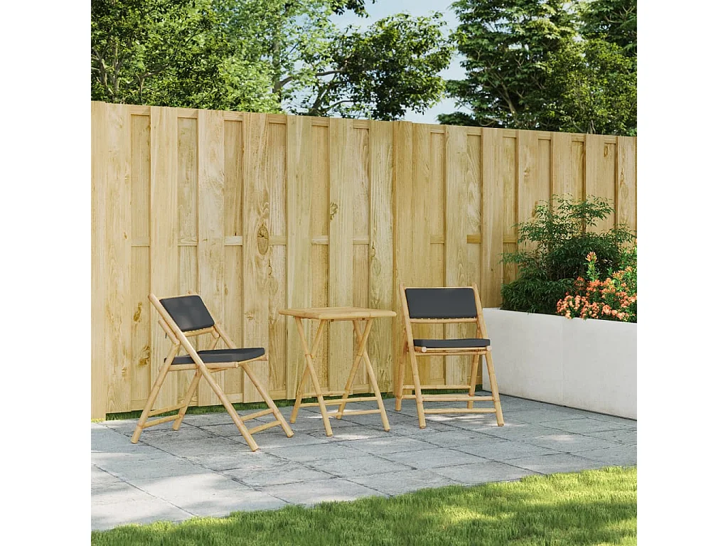 Mesa de jardim dobrável 55x55x75 cm bambu PT916020