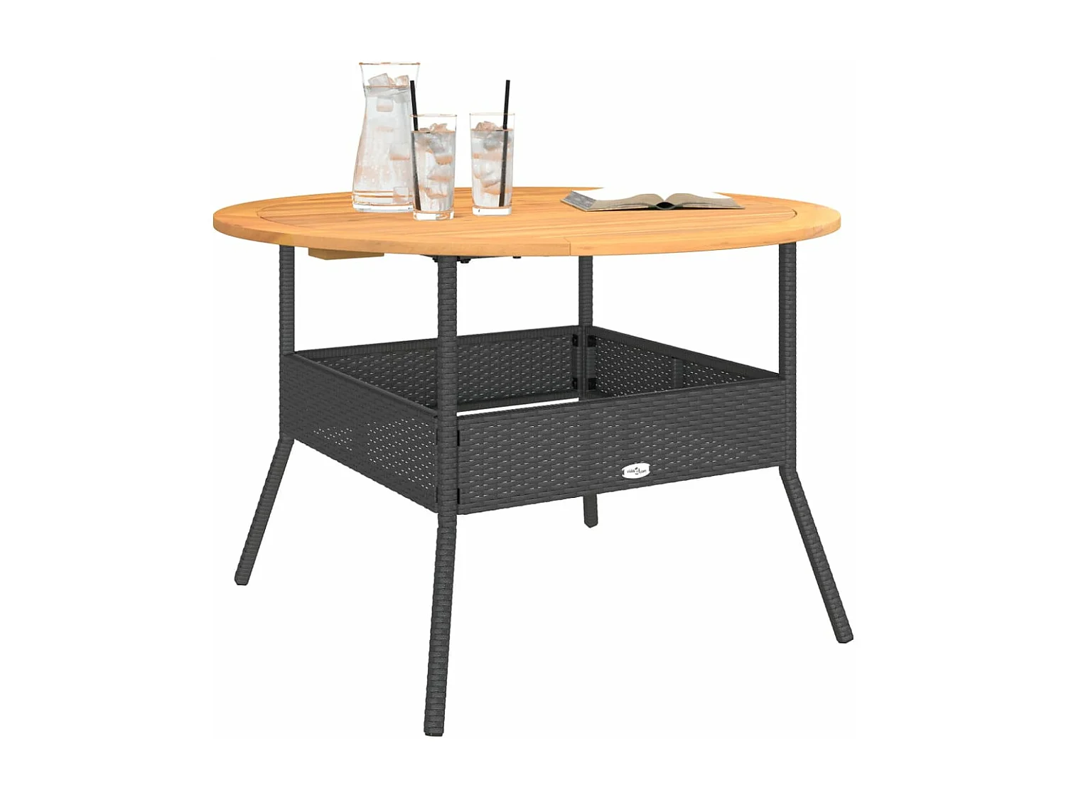 Table de jardin et dessus en bois d'acacia noir résine tressée FR602998