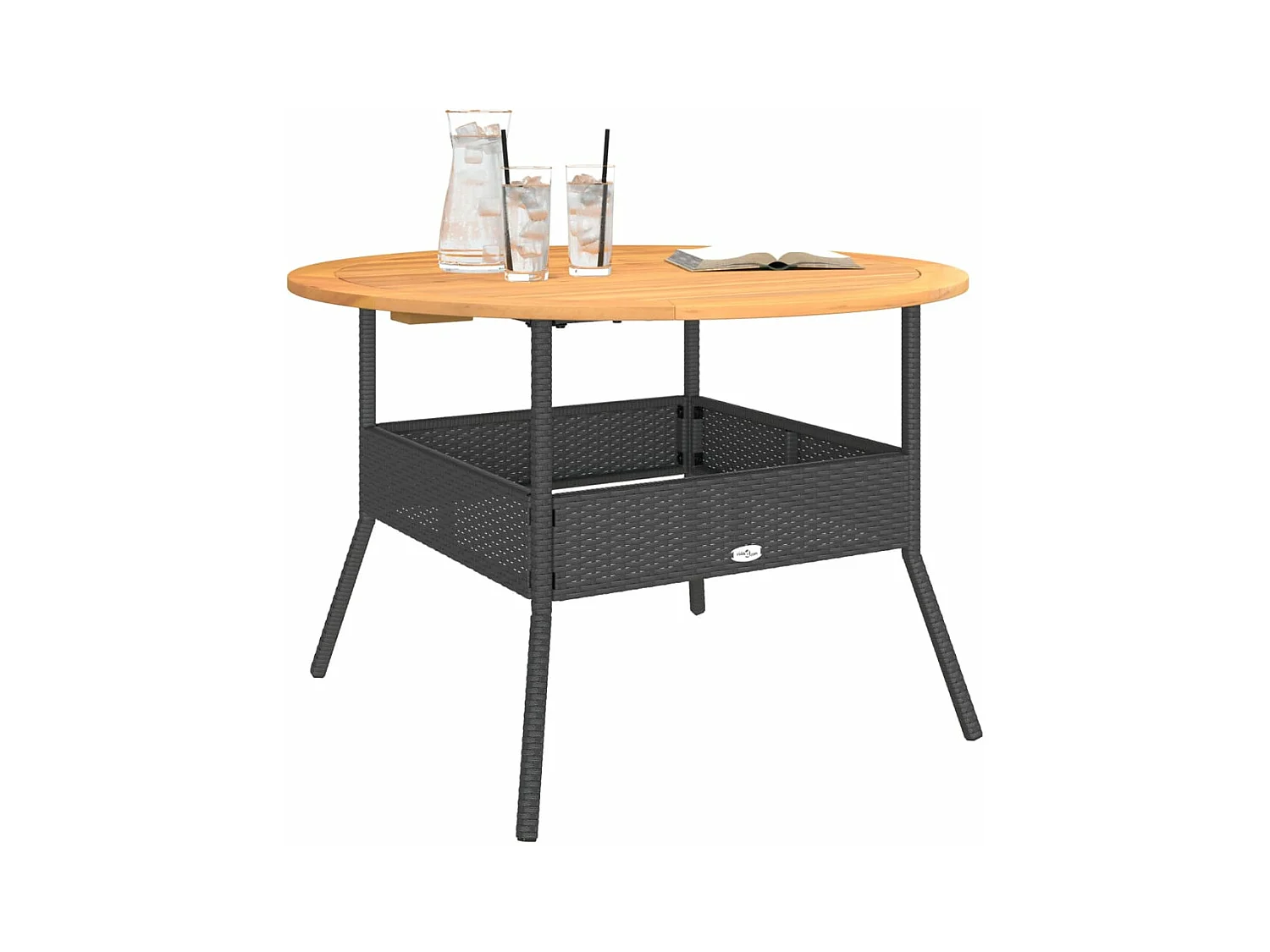 Table de jardin et dessus en bois d'acacia noir résine tressée FR602998